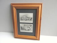 Image 4 of Antique Kent Miniature Engraving Print Duo in Vintage Frame, Rochester Castle and Canterbury Gate