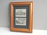 Image 5 of Antique Kent Miniature Engraving Print Duo in Vintage Frame, Rochester Castle and Canterbury Gate