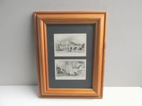 Image 3 of Antique Kent Miniature Engraving Print Duo in Vintage Frame, Rochester Castle and Canterbury Gate