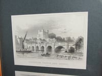 Image 6 of Antique Kent Miniature Engraving Print Duo in Vintage Frame, Rochester Castle and Canterbury Gate