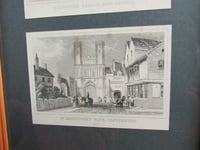 Image 7 of Antique Kent Miniature Engraving Print Duo in Vintage Frame, Rochester Castle and Canterbury Gate