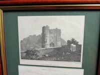 Image 4 of Antique Carisbrooke Castle Engraving Print Duo in Vintage Frame, Isle of Wight Scenery