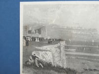 Image 7 of Antique Ramsgate Harbour and Dover Castle Small Engraving Print Duo in a Frame, Coastal Kent Scenery