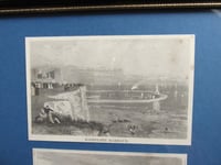 Image 5 of Antique Ramsgate Harbour and Dover Castle Small Engraving Print Duo in a Frame, Coastal Kent Scenery
