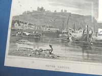 Image 11 of Antique Ramsgate Harbour and Dover Castle Small Engraving Print Duo in a Frame, Coastal Kent Scenery