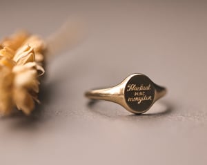 Image of 'Fluctuat nec mergitur' small signet ring (in silver or 9ct gold)