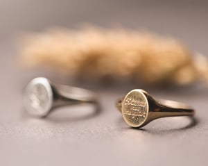 Image of 'Fluctuat nec mergitur' small signet ring (in silver or 9ct gold)