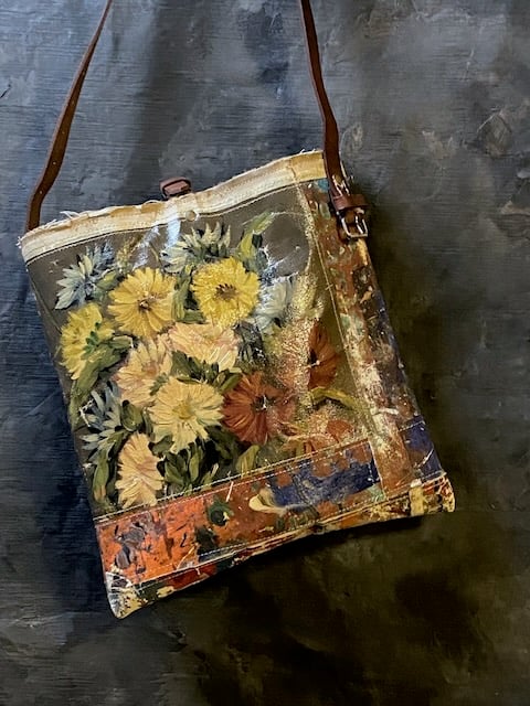 Image of one of a kind painting bag - blooms no. 10