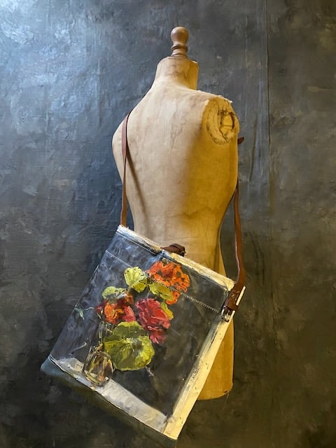 Image of one of a kind painting bag - blooms no. 11