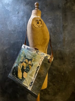 Image of one of a kind painting bag - dutch shepard in dutch landscape