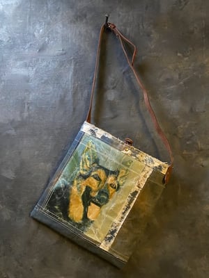 Image of one of a kind painting bag - dutch shepard in dutch landscape