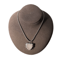 Rose Quartz Heart on 18 Inch Stainless Steel 3mm Ball Chain