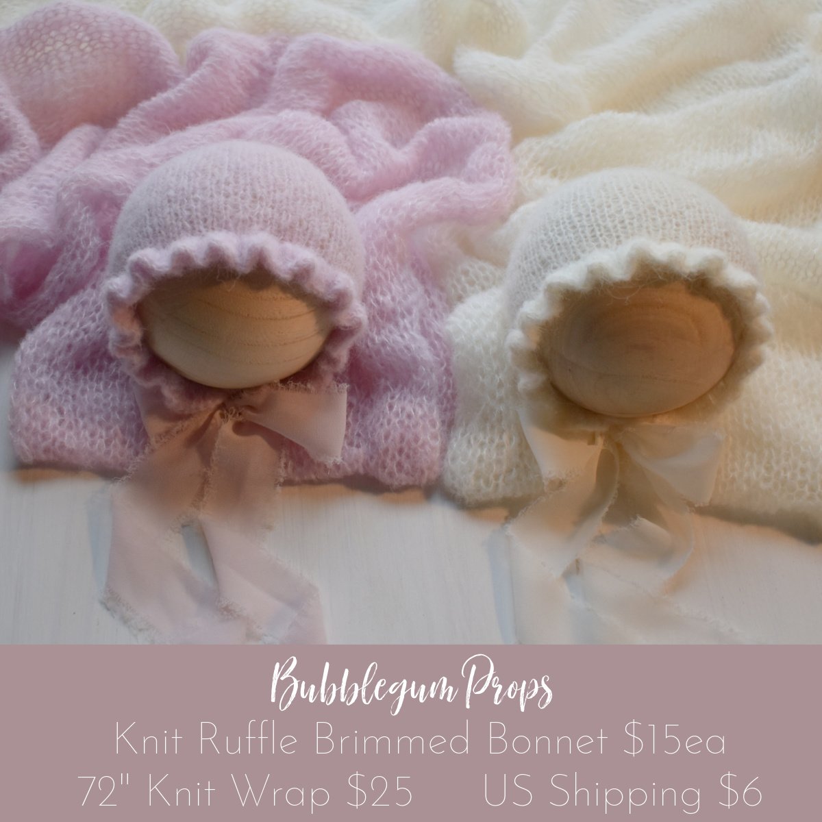 Image of Newborn Ruffle Brimmed Bonnets