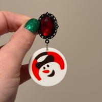 Red Gem Snowman Cookie Dangles (sizes 2g-5/8)