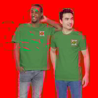 Image 3 of THE WEATHER IS HAPPENING BADGE CREW NECK UNISEX TSHIRT