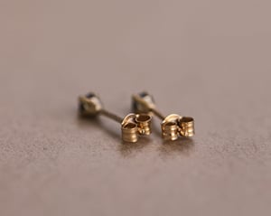 Image of 9ct gold, dark grey diamond, stud earrings