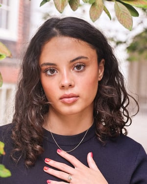 Image of 9ct gold, dark grey diamond, stud earrings