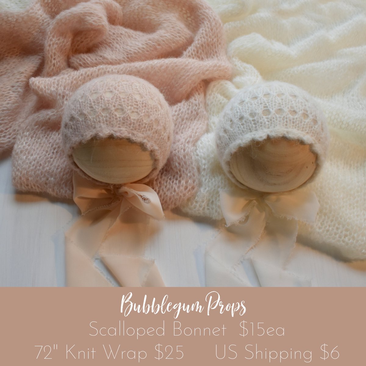 Image of Newborn Scalloped Bonnets