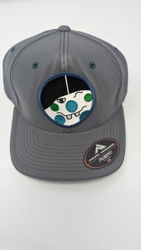 Big Tooth Moon Hat Gray and Green.  Small/ medium flex fit.