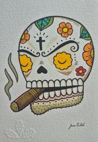Image 1 of Calavera con Cigarro Original Artwork