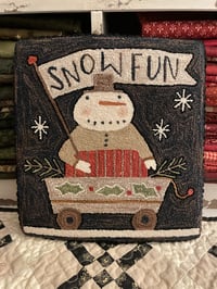 Image 1 of Snow Folk Primitive Punch Needle Decorative Folk Art Mat /Mini Rug~~