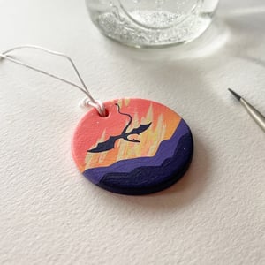 Image of Morning Flight, hand-painted ceramic bisque ornament