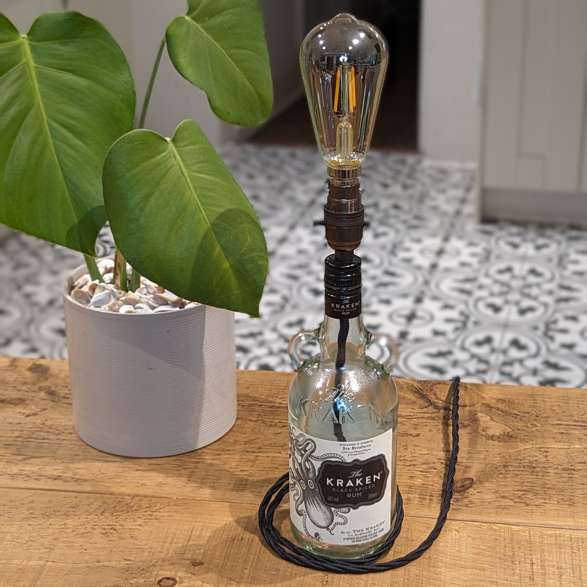 Kraken Bottle lamp - Ready made, comes with an LED vintage style candle bulb