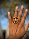 Full orange Spiny oyster  cluster Ring