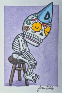 Image 2 of Dunce Calavera Original Artwork ACEO 