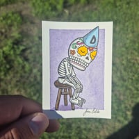 Image 3 of Dunce Calavera Original Artwork ACEO 