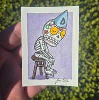 Image 1 of Dunce Calavera Original Artwork ACEO 