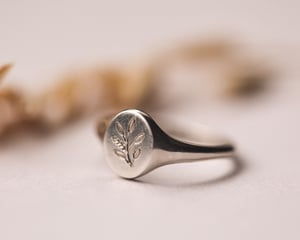 Image of Botanical Engraved Signet ring (made in silver or 9ct gold)