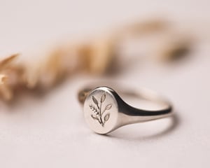 Image of Botanical Engraved Signet ring (made in silver or 9ct gold)