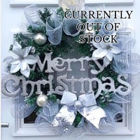 Image 1 of Silver Christmas Wreath, Wall Decor, Door Wreath