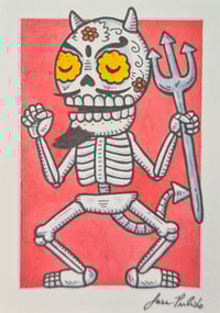 Image 3 of Diablito Calavera Original Artwork ACEO 