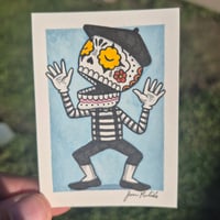 Image 3 of Mime Calavera Original Artwork ACEO 