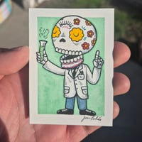 Image 3 of Science Calavera Original Artwork ACEO 