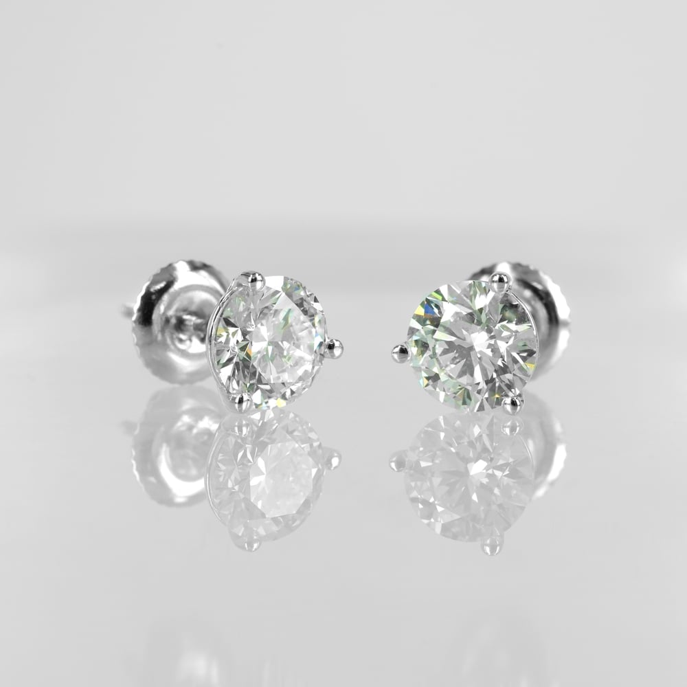 Image of 14ct White Gold Lab Diamond Stud Earrings. 2 = 2ct EVVS2 XXX Total Weight. TP8