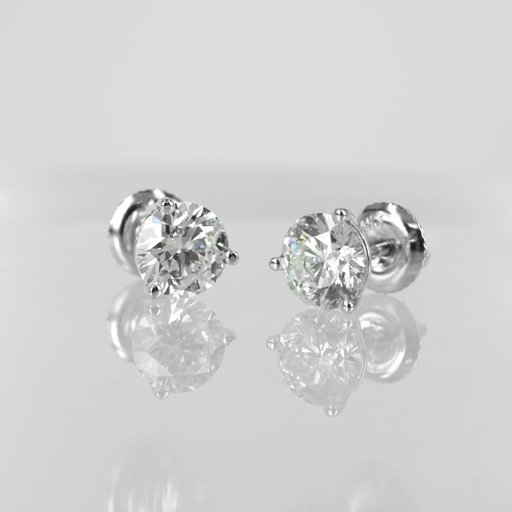 Image of 14ct White Gold Lab Diamond Stud Earrings. 2 = 2ct EVVS2 XXX Total Weight. TP8