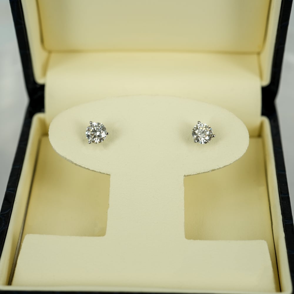 Image of 14ct White Gold Lab Diamond Stud Earrings. 1.02ct EVS1 XXX Total Weight. TP4