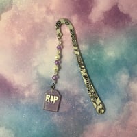 Purple RIP Tombstone Bookmark Large