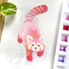 Pink panda | Watercolor art print