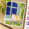 Cat in the window | Watercolor art print