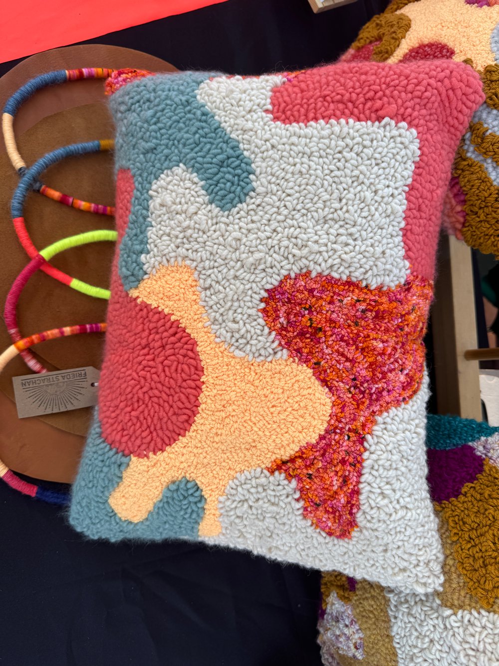 Image of SHAPE cushion - TEAL/CORAL/SUNSHINE