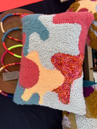 Image of SHAPE cushion - TEAL/CORAL/SUNSHINE