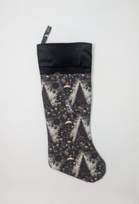 Image 1 of Skulls in Santa Hats with Christmas Trees Stocking (Spookmas)