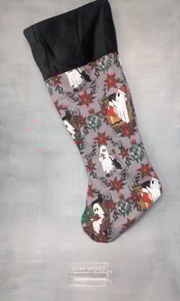 Image 1 of Ghost and Black Cat Spooky Christmas Stocking (Spookmas)