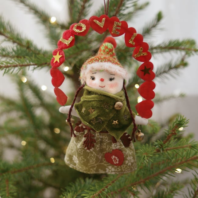 "LOVELY" pixie ornament