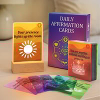 HEKOOLA Positive Affirmation Cards with Light-Up Stand, 52 Weekly PVC Cards for Women, Christmas and
