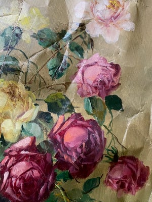Image of one of kind painting bag - rose is a rose